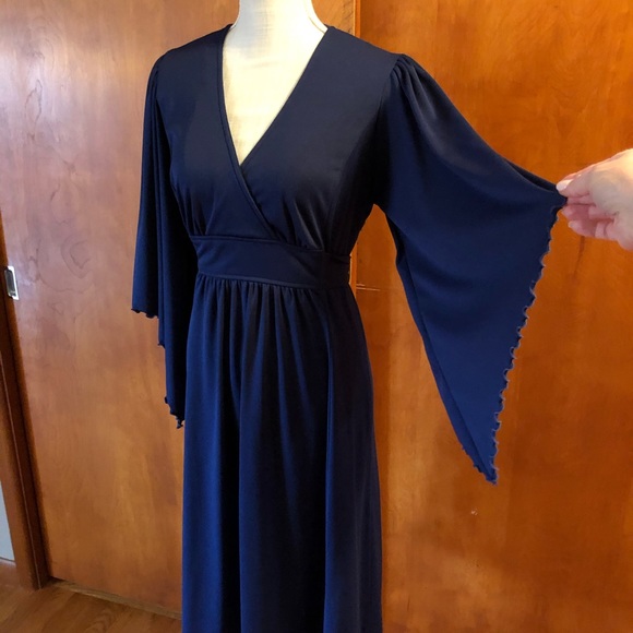 VINTAGE 70’s gorgeous navy blue dress - Picture 5 of 15
